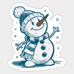 Cute Retro Snowman Winter Cartoon Cozy Seasonal Art Sticker